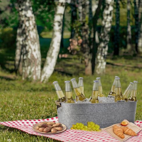 Ice Bucket Galvanized Tub, 2 Pcs 3 Gallon Oval Beverage Tub, Drink Cooler Ice Buckets for Parties, Metal Bucket with Handle for Beer Whiskey Wine and Cocktails (Black) in Kuwait