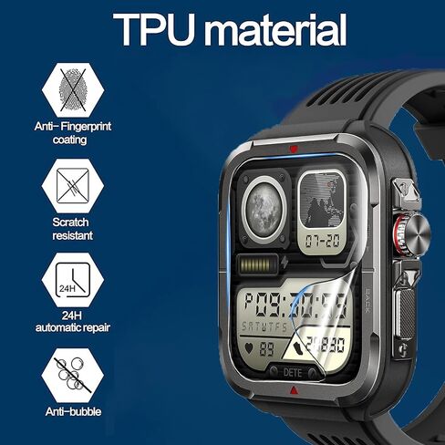 Compatible for SKG R8 Smart watch Screen Protector, [6 Pack] Full Coverage TPU Clear Film Compatible for SKG 1.8'' R8 Military Smart Watch (6 Pack) in Saudi Arabia