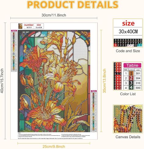 EOBROMD Diamond Art Painting Kits, Full Drill Diamond Dots Paintings for Adults Beginners DIY Stained Glass Flower Paint Picture with Diamonds Pictures Gem Art for Home Wall Art Decor 12x16inch in Saudi Arabia