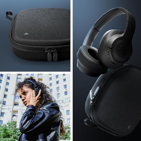 Spigen Klasden Pouch Universal Headphones Case Designed for JBL Live 400BT / 460NC / 660NC / 650BTNC / 500BT and JBL Tune 500BT / 510BT / 520BT / 560BT / 660NC / 710BT / 720BT / 760BT - Black in Saudi Arabia