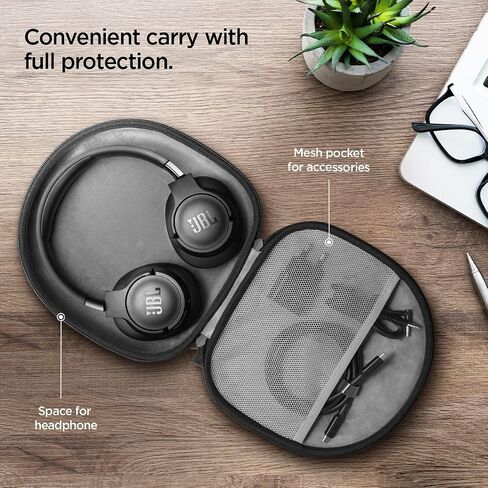Spigen Klasden Pouch Universal Headphones Case Designed for JBL Live 400BT / 460NC / 660NC / 650BTNC / 500BT and JBL Tune 500BT / 510BT / 520BT / 560BT / 660NC / 710BT / 720BT / 760BT - Black in Saudi Arabia