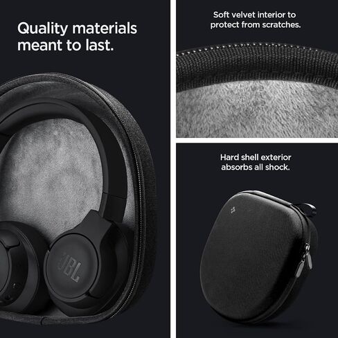 Spigen Klasden Pouch Universal Headphones Case Designed for JBL Live 400BT / 460NC / 660NC / 650BTNC / 500BT and JBL Tune 500BT / 510BT / 520BT / 560BT / 660NC / 710BT / 720BT / 760BT - Black in Saudi Arabia