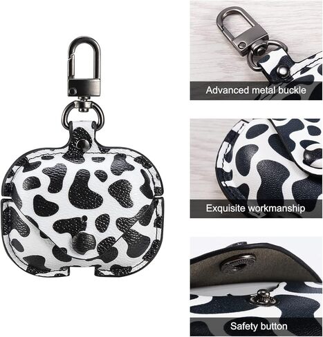 حافظة VOMA لأجهزة AirPods الجيل الثالث (2021)، حافظة حماية من الجلد الأصلي مع سلسلة مفاتيح وقفل لحافظة Apple Airpods 3 للنساء والرجال #أسود in Kuwait