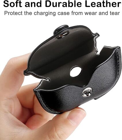 VOMA for AirPods 3rd Generation Case (2021), Genuine Leather Protective Case Skin Cover with Keychain and Lock for Apple Airpods 3 Case Women Men #Black in Saudi Arabia