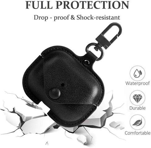 VOMA for AirPods 3rd Generation Case (2021), Genuine Leather Protective Case Skin Cover with Keychain and Lock for Apple Airpods 3 Case Women Men #Black in Saudi Arabia