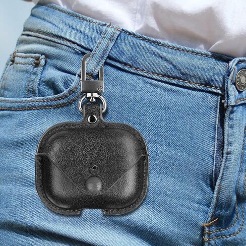 VOMA for AirPods 3rd Generation Case (2021), Genuine Leather Protective Case Skin Cover with Keychain and Lock for Apple Airpods 3 Case Women Men #Black in Saudi Arabia