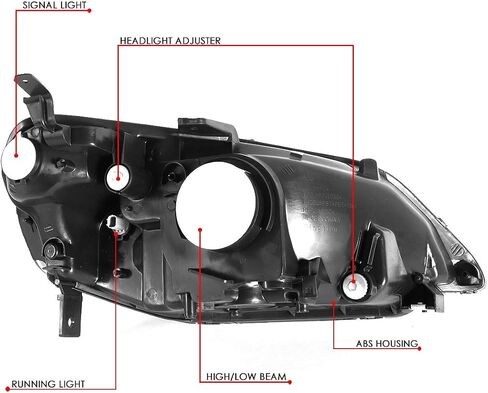 DNA Motoring HL-OH-HC01-BK-AM Black Amber Headlights Replacement Compatible with 01-03 Honda Civic in Saudi Arabia