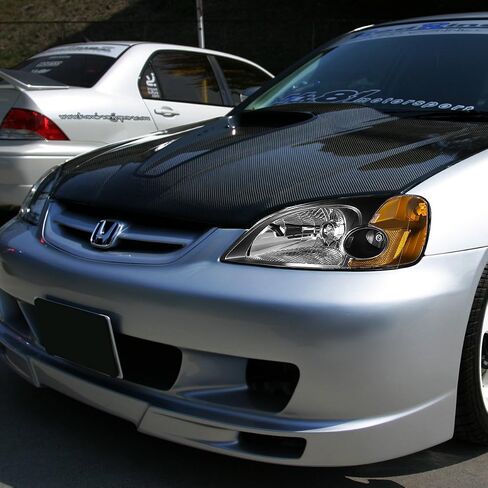 DNA Motoring HL-OH-HC01-BK-AM Black Amber Headlights Replacement Compatible with 01-03 Honda Civic in Saudi Arabia