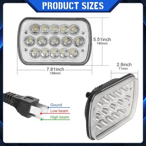 4 قطعة مستطيل LED المصابيح الأمامية H6054 5x7 7x6 Led المصابيح الأمامية كشافات مختومة شعاع Led كشافات للشاحنات فان اكسبرس سيارة in Kuwait