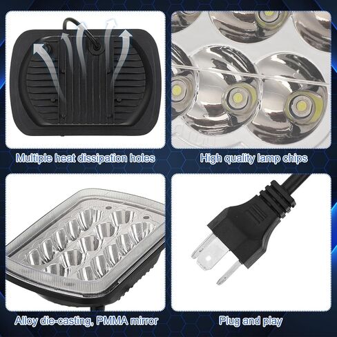 4 قطعة مستطيل LED المصابيح الأمامية H6054 5x7 7x6 Led المصابيح الأمامية كشافات مختومة شعاع Led كشافات للشاحنات فان اكسبرس سيارة in Kuwait