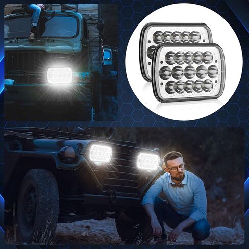 4 قطعة مستطيل LED المصابيح الأمامية H6054 5x7 7x6 Led المصابيح الأمامية كشافات مختومة شعاع Led كشافات للشاحنات فان اكسبرس سيارة in Kuwait