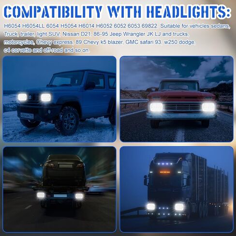 4 قطعة مستطيل LED المصابيح الأمامية H6054 5x7 7x6 Led المصابيح الأمامية كشافات مختومة شعاع Led كشافات للشاحنات فان اكسبرس سيارة in Kuwait