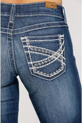 Ariat Female Trouser Mid Rise Stretch Entwined Wide Leg Jean Marine 27 in Saudi Arabia