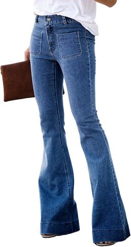 Sidefeel Womens High Waisted Jeans Stretchy Wide Leg Casual Flare Bell Bottom 2024 Fashion Denim Pants in Saudi Arabia