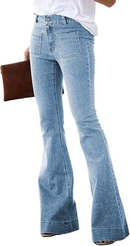 Sidefeel Womens High Waisted Jeans Stretchy Wide Leg Casual Flare Bell Bottom 2024 Fashion Denim Pants in Saudi Arabia