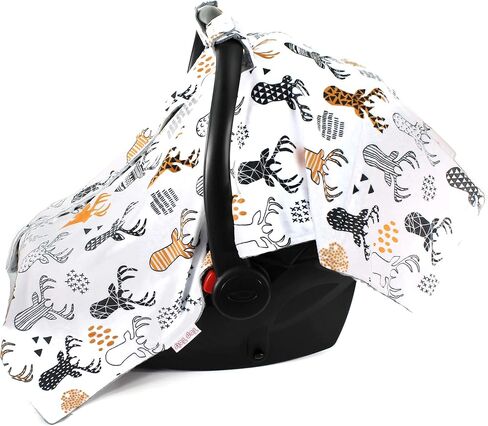 Top Tots Deluxe Baby Car Seat Canopy Cover, Deer Heads, Minky Dot, Orange in Saudi Arabia