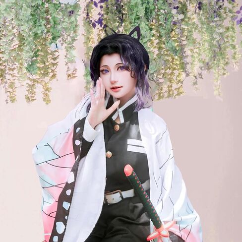 Nezuko Shinobu Demon Cosplay Costume Clothes Dress for Kids Adults Kimono with Bamboo Muzzle in Saudi Arabia
