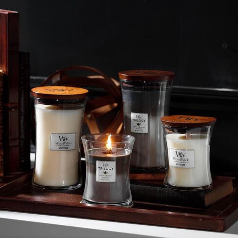 WoodWick Medium Hourglass Candle, Amethyst Sky - Premium Soy Blend Wax, Pluswick Innovation Wood Wick, Made in USA in Saudi Arabia
