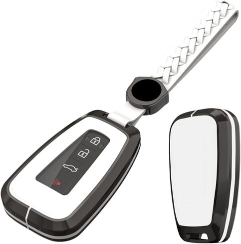 Alloy Metal Key Fob Cover,Compatible with Toyota Land Cruiser Highlander Fortuner Crown Prado RAV4 GT86 Remote Keyless Entre Key Fob,Armor TPU Key Fob Skin Case Protector with Keychain Black in Saudi Arabia