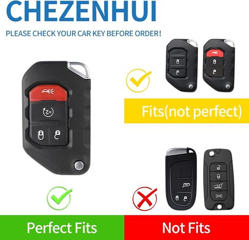 Compatible with Jeep Key Fob Cover with Leather Lanyard, Car Key Case Shell Protection for Jeep 2020 2021 Gladiator JT Sahara JLU 2018-2023 Jeep Smart Remote Control,Green in Saudi Arabia