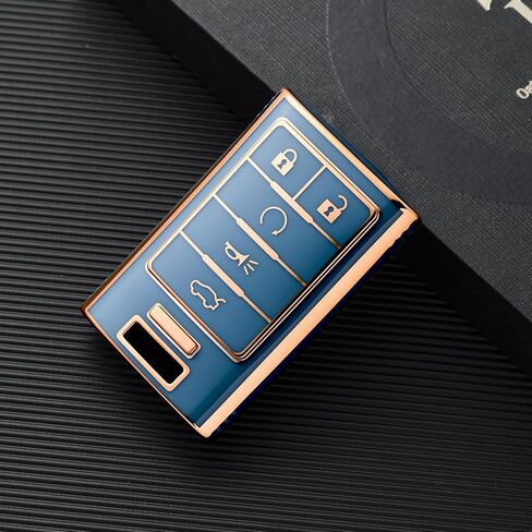 ELOHEI for Cadillac Key Fob Cover, Premium Soft Full Protection Key Fob Case Compatible with 2008-2015 Cadillac Escalade ATS CTS DTS SRX STS Key Shell Accessories (Gold Edge Black) in Saudi Arabia