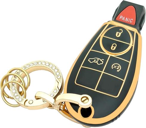Key Fob Cover for Dodge Ram 1500 2500 3500 Journey Grand Caravan Charger Durango Challenger Magnum Jeep Grand Cherokee with Keychain (for Dodge B Black) in Saudi Arabia