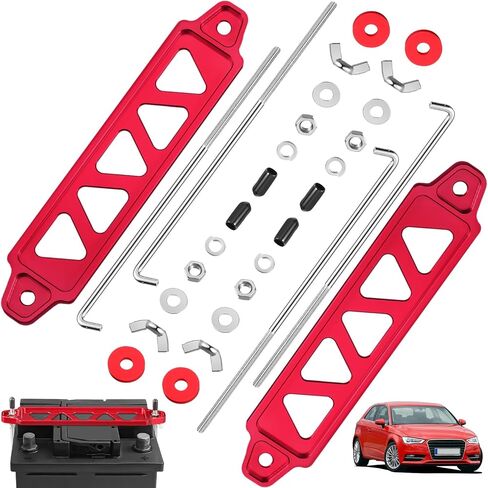 2 Sets Car Battery Hold Down Bracket Battery Tie Down Aluminum Alloy Car Battery Hold Lock Accessories Kit Mount Bracket with 10in J Bolts in Saudi Arabia