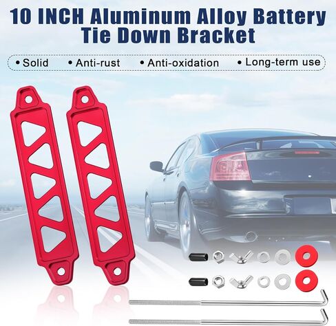 2 Sets Car Battery Hold Down Bracket Battery Tie Down Aluminum Alloy Car Battery Hold Lock Accessories Kit Mount Bracket with 10in J Bolts in Saudi Arabia
