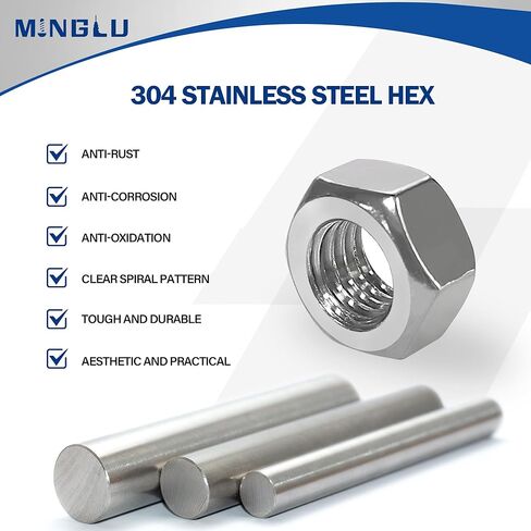 Minglu 370pcs Hex Nuts Assortment Kit, M2 M2.5 M3 M4 M5 M6 M8 M10 M12 Hardware Nuts Sets, 304 Stainless Steel Assorted Nut Set in Kuwait