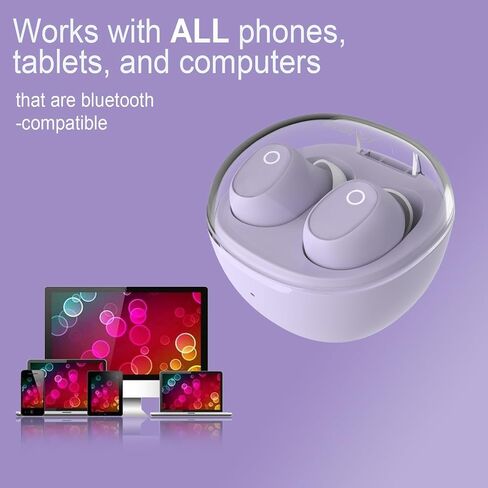 Wireless Earbuds for Small Ears Women Men, Purple Bluetooth Earbuds for Small Ear Canals, Mini Ear Buds Wireless Bluetooth Earphone for iPhone, Android Earbuds Wireless Bluetooth Mic in Kuwait
