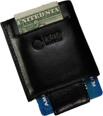 Castello Super Slim Minimalist Italian Leather Front Pocket Wallet with RFID Security (black) in Saudi Arabia