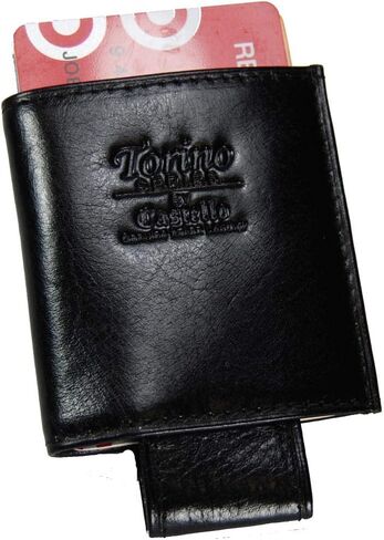 Castello Super Slim Minimalist Italian Leather Front Pocket Wallet with RFID Security (black) in Saudi Arabia