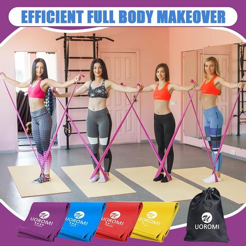 Resistance Bands Set, UOROMI Elastic Bands with 4 Resistance Levels, Exercise Bands Workout Resistance Bands Set for Strength Training,Yoga,Gym,Pilates,Fitness in Kuwait