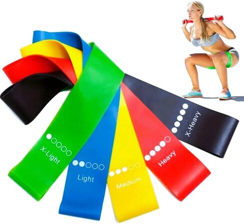 Resistance Bands: Workout Essentials for Women and Men - 5 Set of Stretch Bands for Booty Legs, Pilates Flexbands in Saudi Arabia