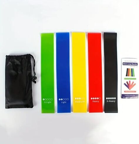 Resistance Bands: Workout Essentials for Women and Men - 5 Set of Stretch Bands for Booty Legs, Pilates Flexbands in Saudi Arabia