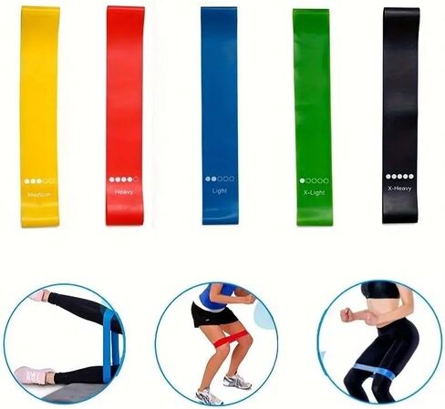 Resistance Bands: Workout Essentials for Women and Men - 5 Set of Stretch Bands for Booty Legs, Pilates Flexbands in Saudi Arabia