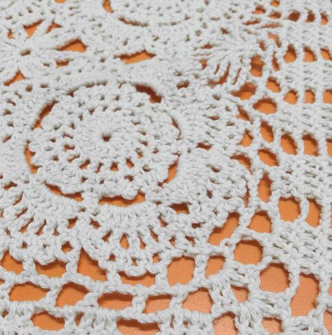 16 Inch by 19 Inch Rectangular Cotton Handmade Crochet Lace Table Runner Doilies for Coffee Table Dresser Scarf Décor，2PC/Set (16x19 Inch, White) in Kuwait