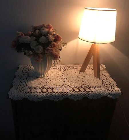 16 Inch by 19 Inch Rectangular Cotton Handmade Crochet Lace Table Runner Doilies for Coffee Table Dresser Scarf Décor，2PC/Set (16x19 Inch, White) in Kuwait