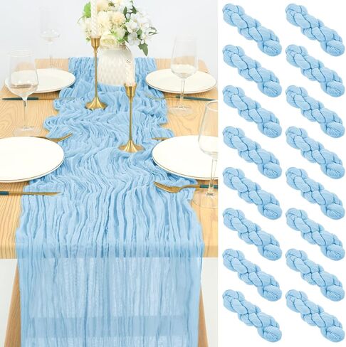 16 Pack Cheesecloth Table Runner 35x70 Inch Sage Green Table Runner Rustic Boho Gauze Cheese Cloth Table Runner Romantic Sheer Table Runner for Wedding Reception Party Bridal Shower Table Decor in Saudi Arabia