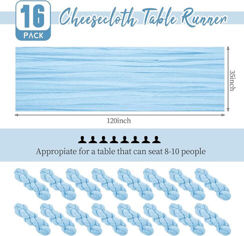 16 Pack Cheesecloth Table Runner 35x70 Inch Sage Green Table Runner Rustic Boho Gauze Cheese Cloth Table Runner Romantic Sheer Table Runner for Wedding Reception Party Bridal Shower Table Decor in Saudi Arabia