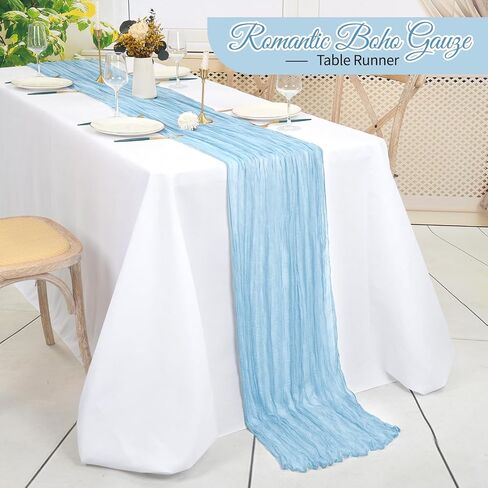 16 Pack Cheesecloth Table Runner 35x70 Inch Sage Green Table Runner Rustic Boho Gauze Cheese Cloth Table Runner Romantic Sheer Table Runner for Wedding Reception Party Bridal Shower Table Decor in Saudi Arabia