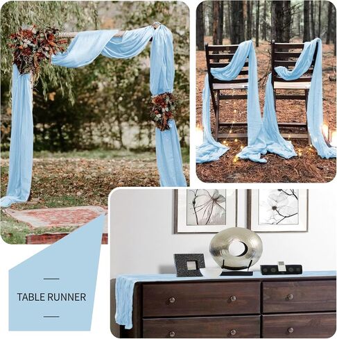 16 Pack Cheesecloth Table Runner 35x70 Inch Sage Green Table Runner Rustic Boho Gauze Cheese Cloth Table Runner Romantic Sheer Table Runner for Wedding Reception Party Bridal Shower Table Decor in Saudi Arabia
