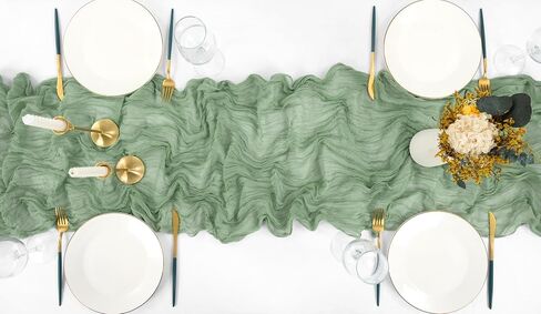 16 Pack Cheesecloth Table Runner 35x70 Inch Sage Green Table Runner Rustic Boho Gauze Cheese Cloth Table Runner Romantic Sheer Table Runner for Wedding Reception Party Bridal Shower Table Decor in Saudi Arabia