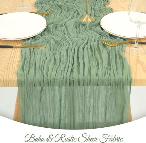 16 Pack Cheesecloth Table Runner 35x70 Inch Sage Green Table Runner Rustic Boho Gauze Cheese Cloth Table Runner Romantic Sheer Table Runner for Wedding Reception Party Bridal Shower Table Decor in Saudi Arabia