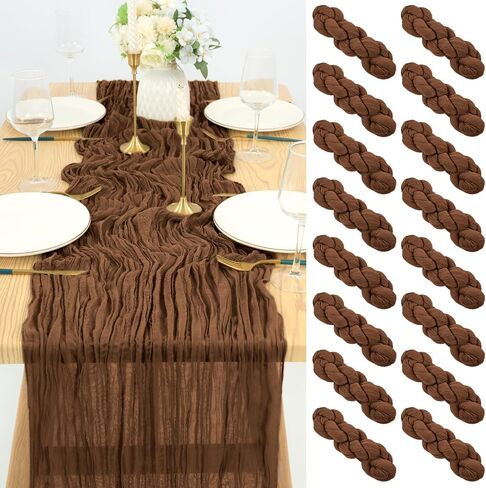 16 Pack Cheesecloth Table Runner 35x70 Inch Sage Green Table Runner Rustic Boho Gauze Cheese Cloth Table Runner Romantic Sheer Table Runner for Wedding Reception Party Bridal Shower Table Decor in Saudi Arabia