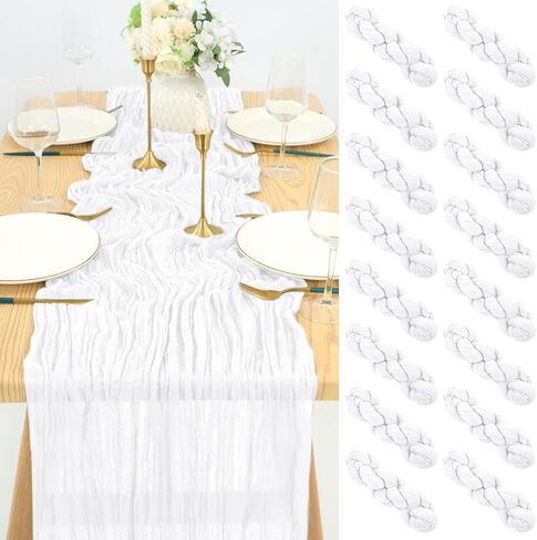 16 Pack Cheesecloth Table Runner 35x70 Inch Sage Green Table Runner Rustic Boho Gauze Cheese Cloth Table Runner Romantic Sheer Table Runner for Wedding Reception Party Bridal Shower Table Decor in Kuwait