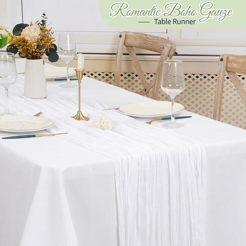 16 Pack Cheesecloth Table Runner 35x70 Inch Sage Green Table Runner Rustic Boho Gauze Cheese Cloth Table Runner Romantic Sheer Table Runner for Wedding Reception Party Bridal Shower Table Decor in Kuwait