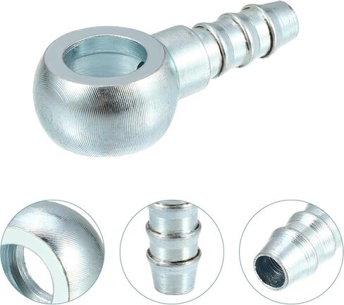 ACROPIX 10mm ID 7.5 mm OD M10x1.0 Banjo Hose Barb Bolt Fittings Universal Banjo Fitting Fuel Line with Copper Washers for Motorcycle Silver Tone - Pack of 8 in Saudi Arabia