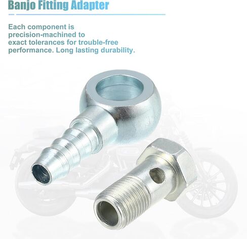 ACROPIX 10mm ID 7.5 mm OD M10x1.0 Banjo Hose Barb Bolt Fittings Universal Banjo Fitting Fuel Line with Copper Washers for Motorcycle Silver Tone - Pack of 8 in Saudi Arabia