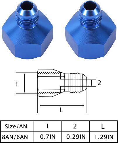 TOMALL 8AN Female to 6AN Male Flare Reducer Adapter Aluminum Flare Reducing Hose Union Fittings 2PCS(Blue) in Saudi Arabia